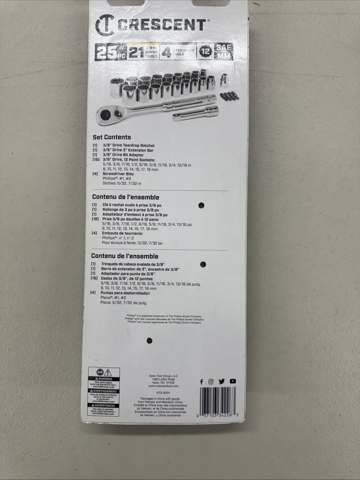 Crescent CSWS7C 25 Pc 1/4″ Drive Socket Wrench Set SAE/Metric