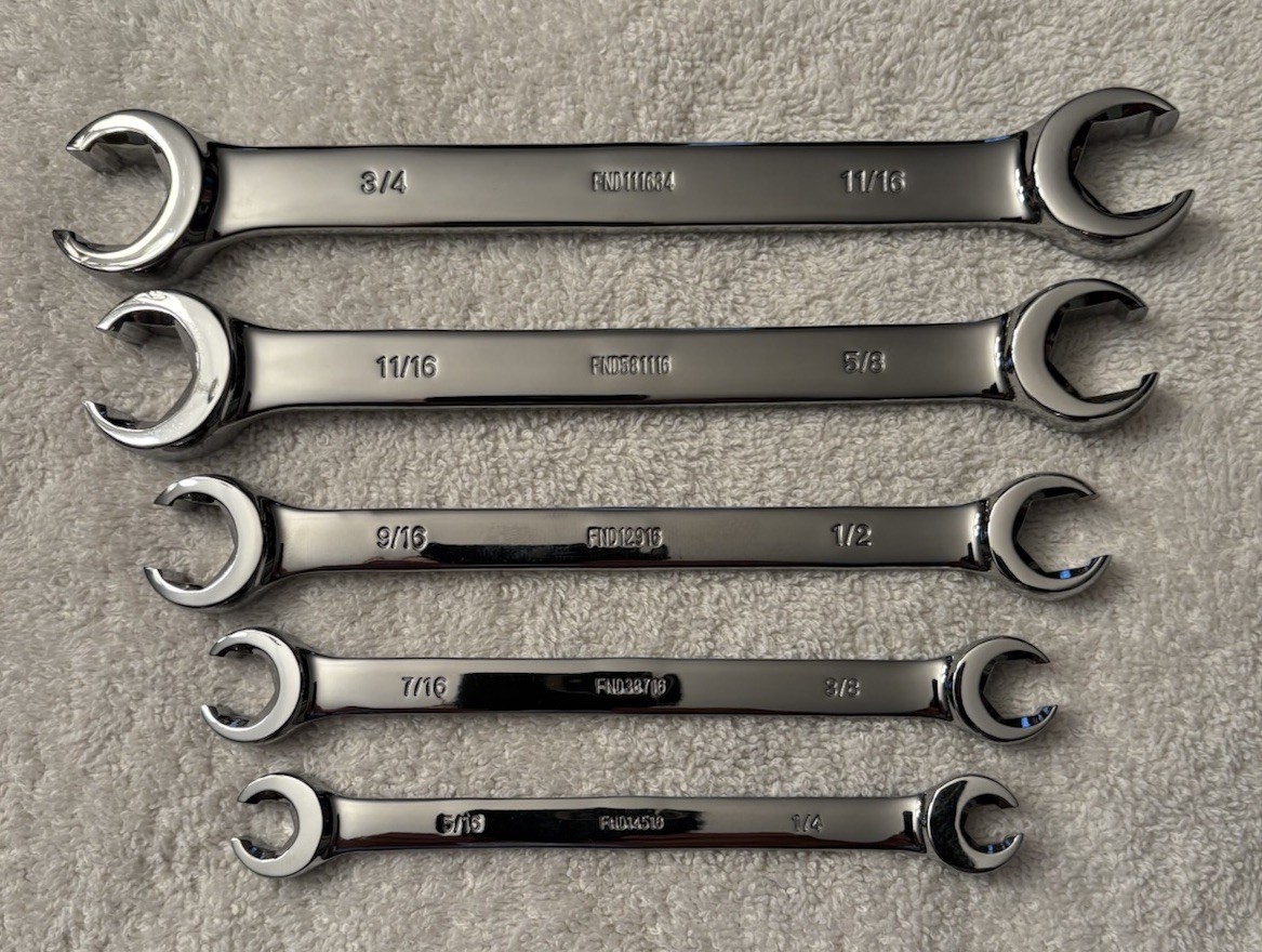 Mac Tools 5 Pc. SAE Flare Nut Wrench Set w/Canvas Storage Bag