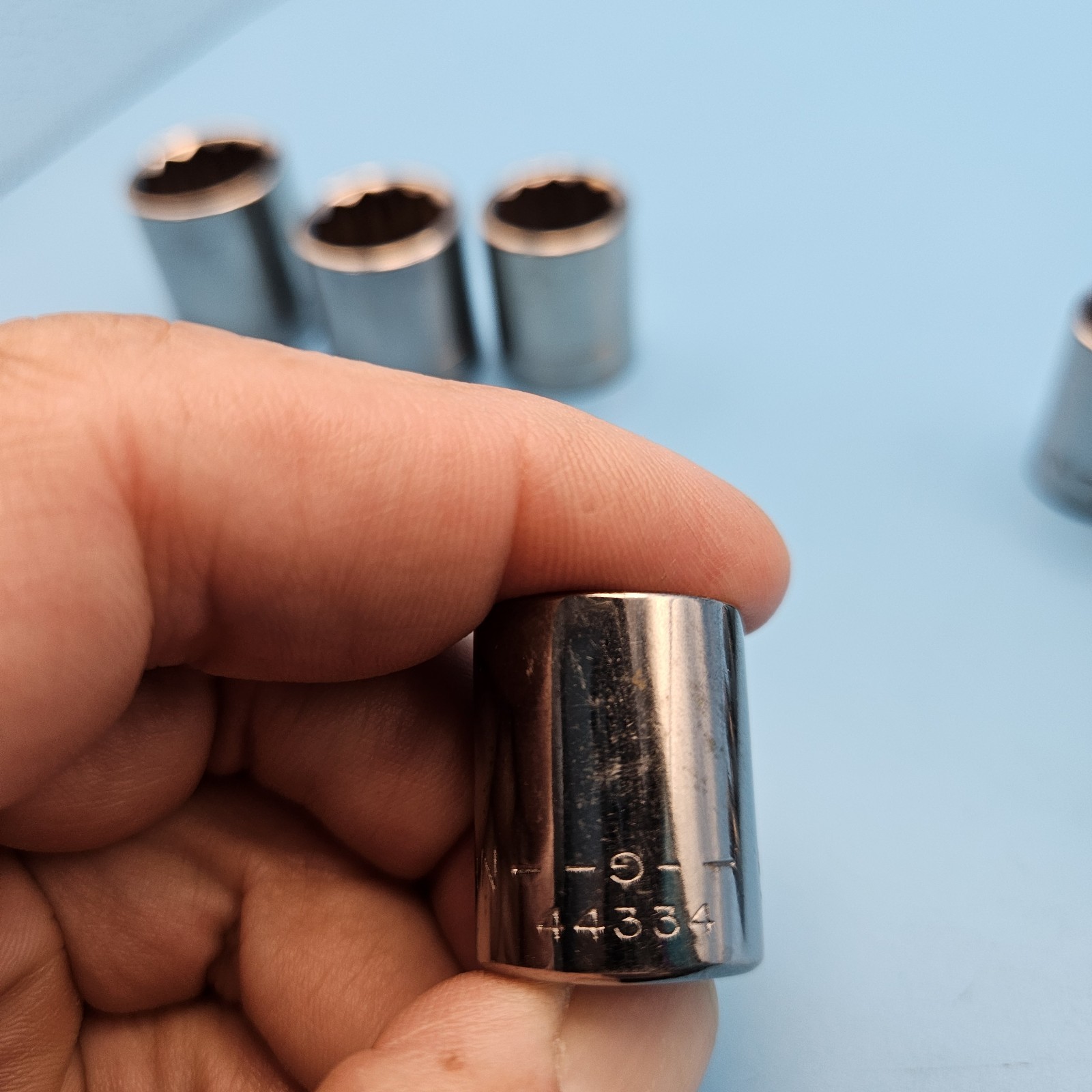 Craftsman 3/8” Drive 9pc, 12pt SAE Shallow Socket Set 1/4” – 3/4″ VTG USA G & G1