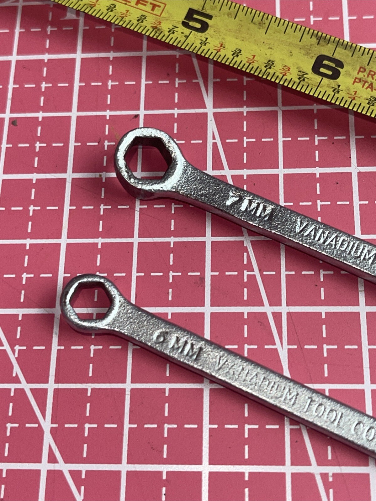 2 Piece Vanadium Tool Co Metric 6 Point Combination Wrench Set 6 7 Mc7 Mc 6 Mint