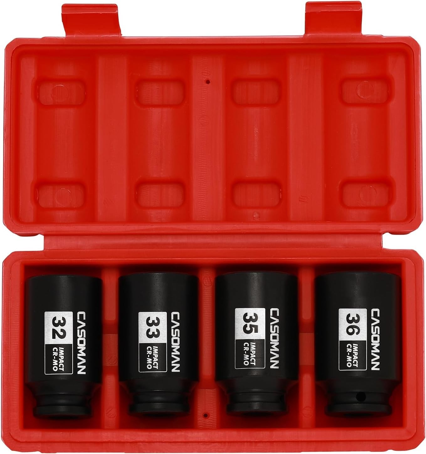1/2» Drive Deep Spindle Axle Nut Impact Socket Set, 6 Point, CR-MO,32,33,35,…