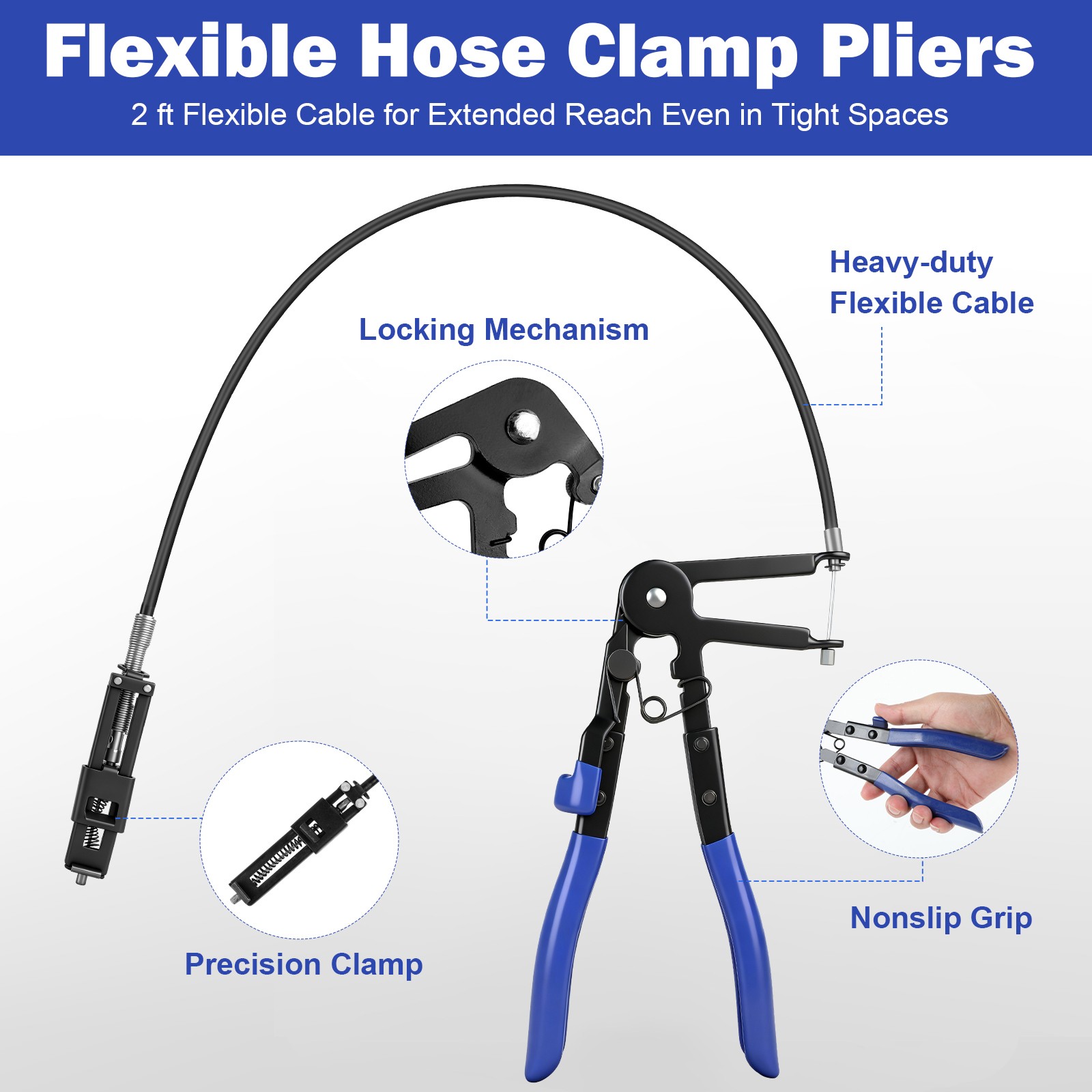 10Pc Hose Clamp Clip Remover Pliers Wire Long Reach Kit Fuel Oil Water Hose Tool
