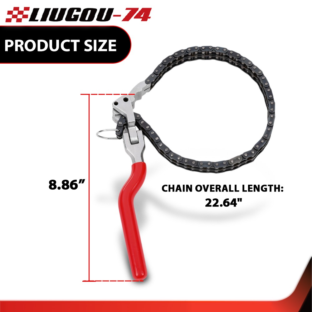 Heavy-Duty Ratcheting Chain Wrench Oil Filter Change Pipe Fittings 60-160mm