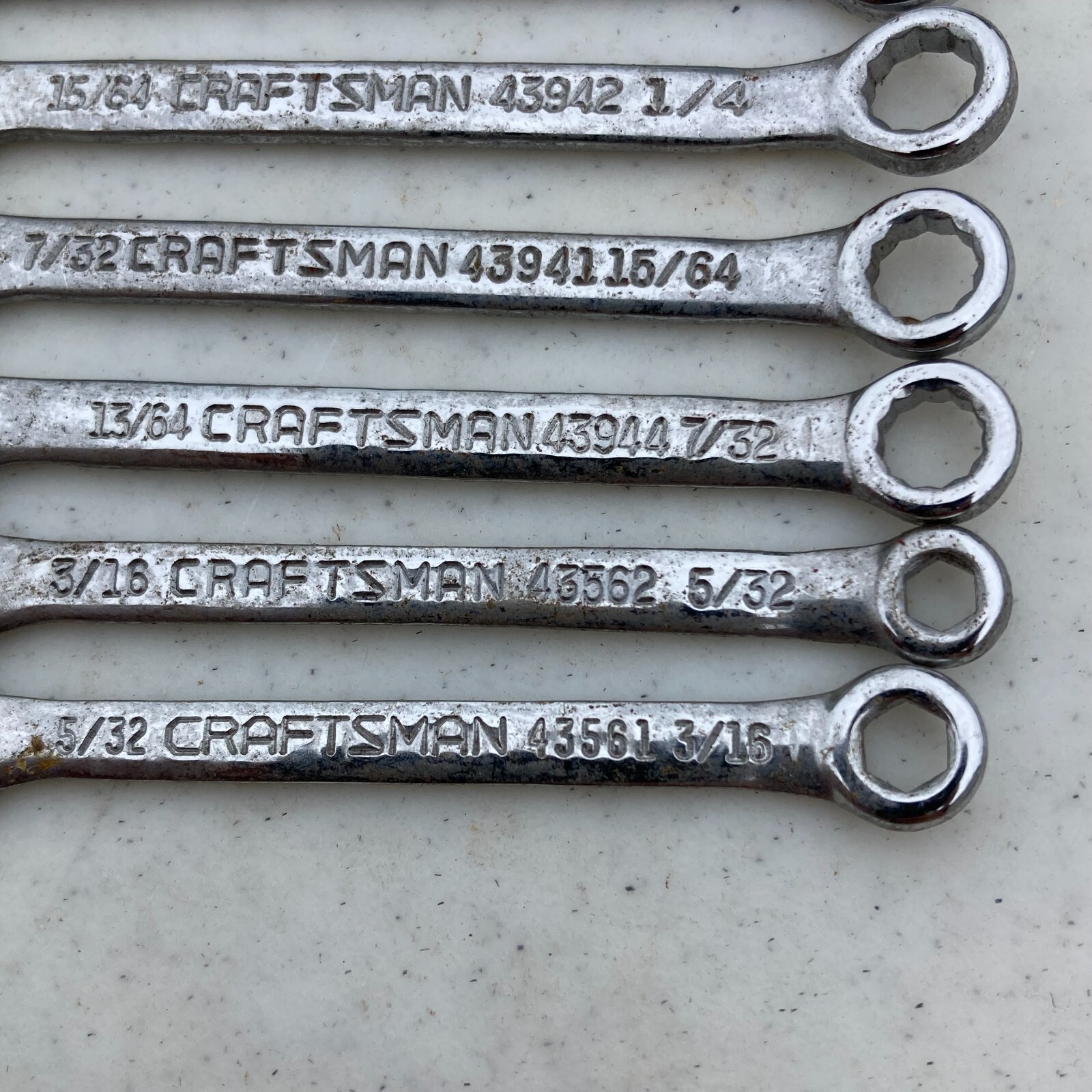 Craftsman SAE 8pc Ignition Wrench Set 13/64″ – 7/16″ 43941-43948 Vintage USA