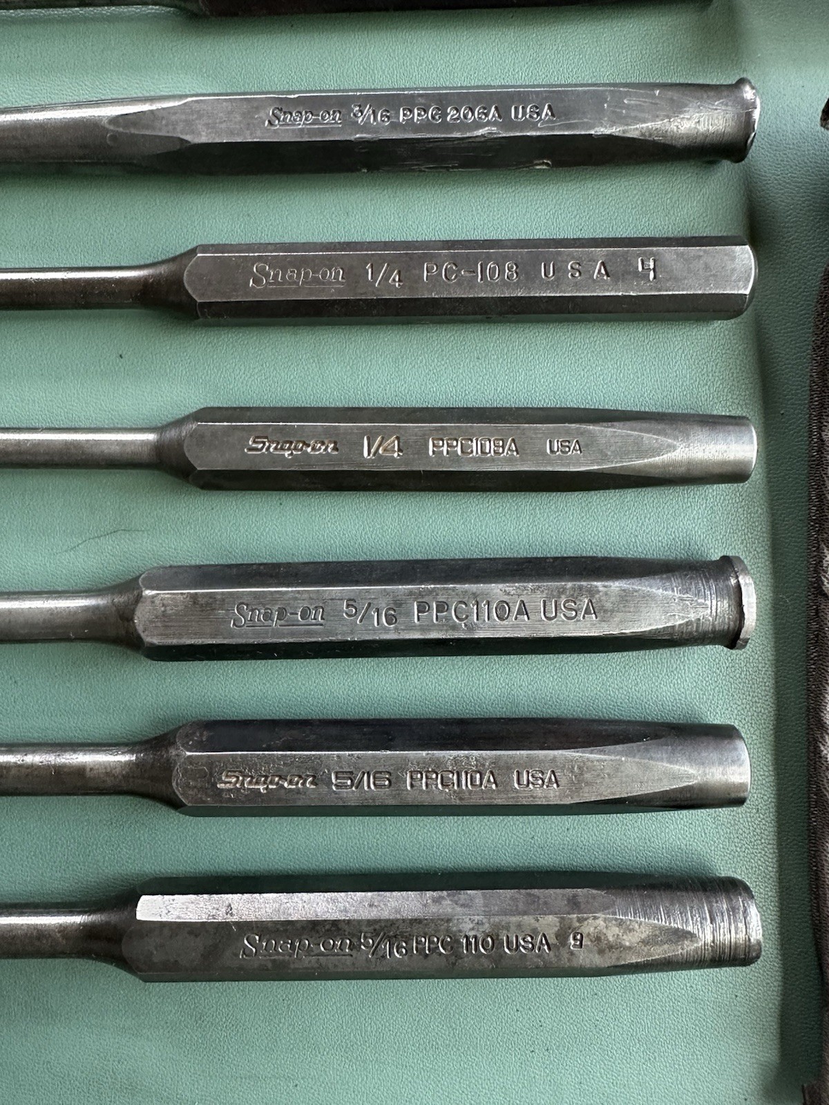Snap-on Tools Lot of 12 Center Punches Chisels Vintage PC PPC 3/32 – 5/16″