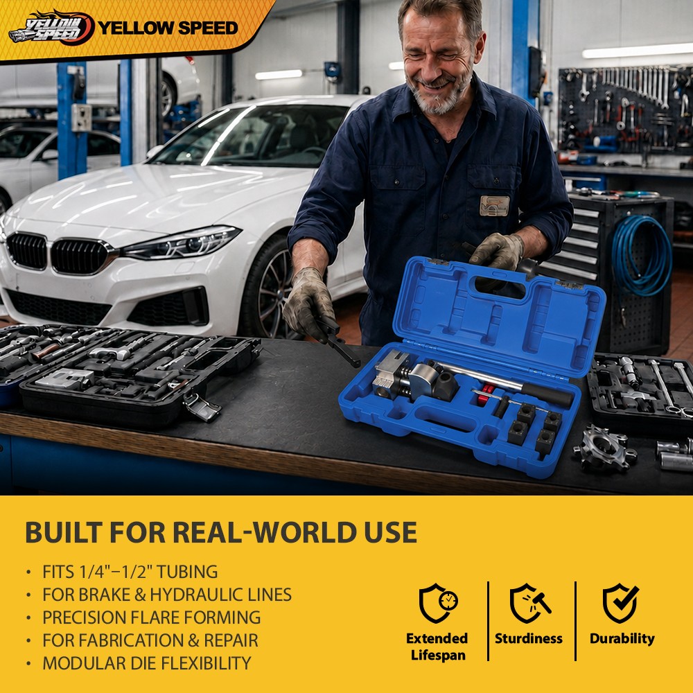 Brake Pipe Flaring Tool Kit 45 Degree Flare Tubing Tool Set with Storage Case