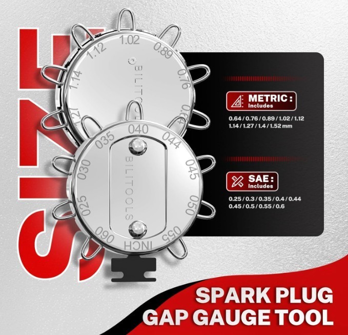 BILITOOLS 7-Piece Magnetic Swivel Spark Plug Socket Set Gap Tool 3/8-Inch Drive