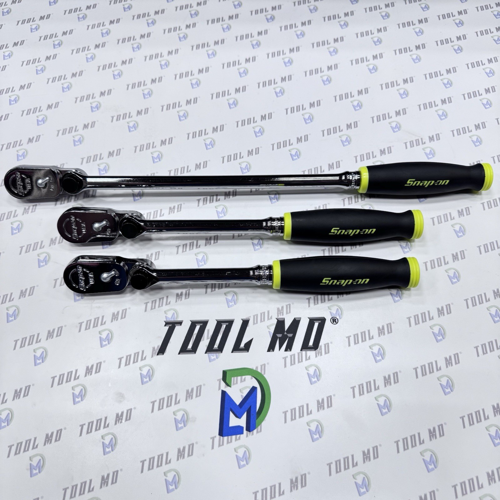Snap-on Tools USA NEW HI VIZ YELLOW 3/8″ Drive Multi-Position Ratchet Set FH80MP
