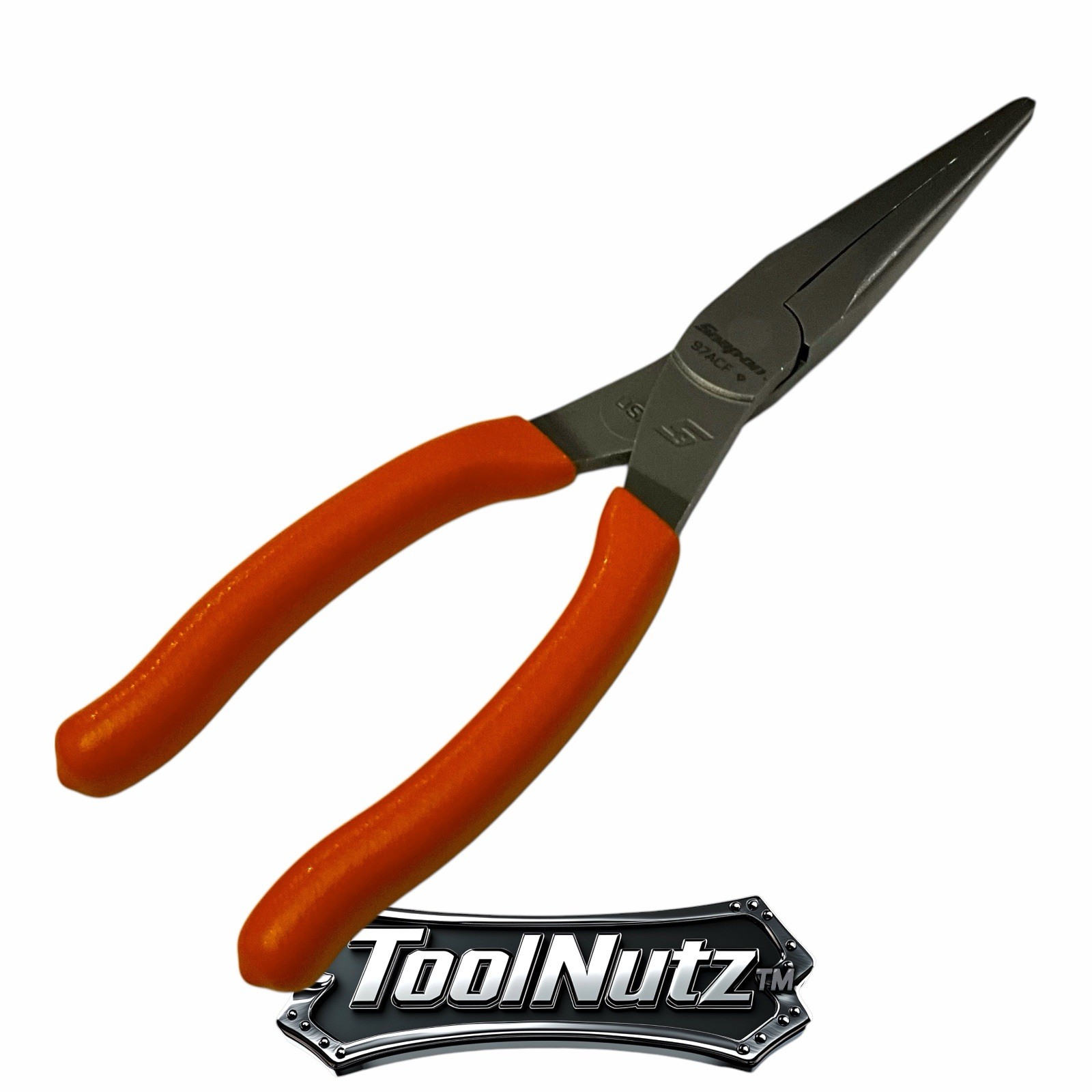 Snap-on Tools NEW 97ACFO 9in ORANGE Soft Grip Rounded Jaw Needle Nose Pliers USA