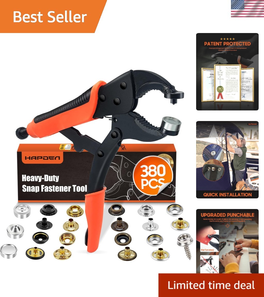 Heavy Duty Snap Fastener Tool with 100 Sets of Colorful Canvas Snaps