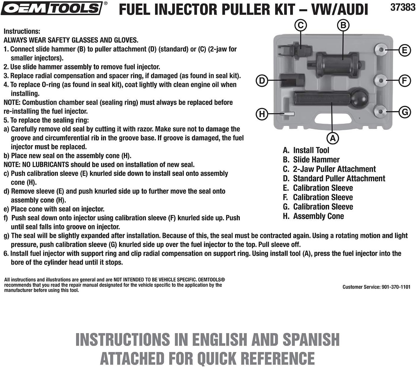 VW/Audi Fuel Injector Puller Kit, Puller Set, Injector Puller Tool, Puller Ex…