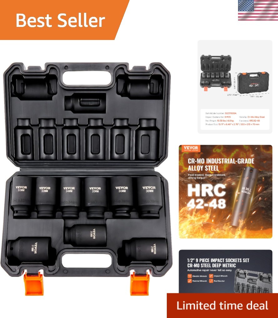 Professional Grade 1/2″ Drive Impact Socket Set – Includes Stylish Storage Case