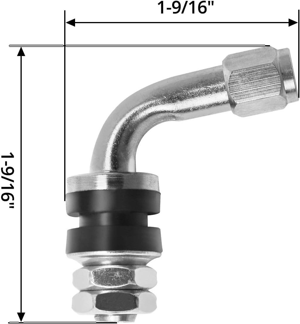 4Pcs 90° Angled Tyre Valve Stems Bolt-In Anti-Leak for Car Motorcycle Tires