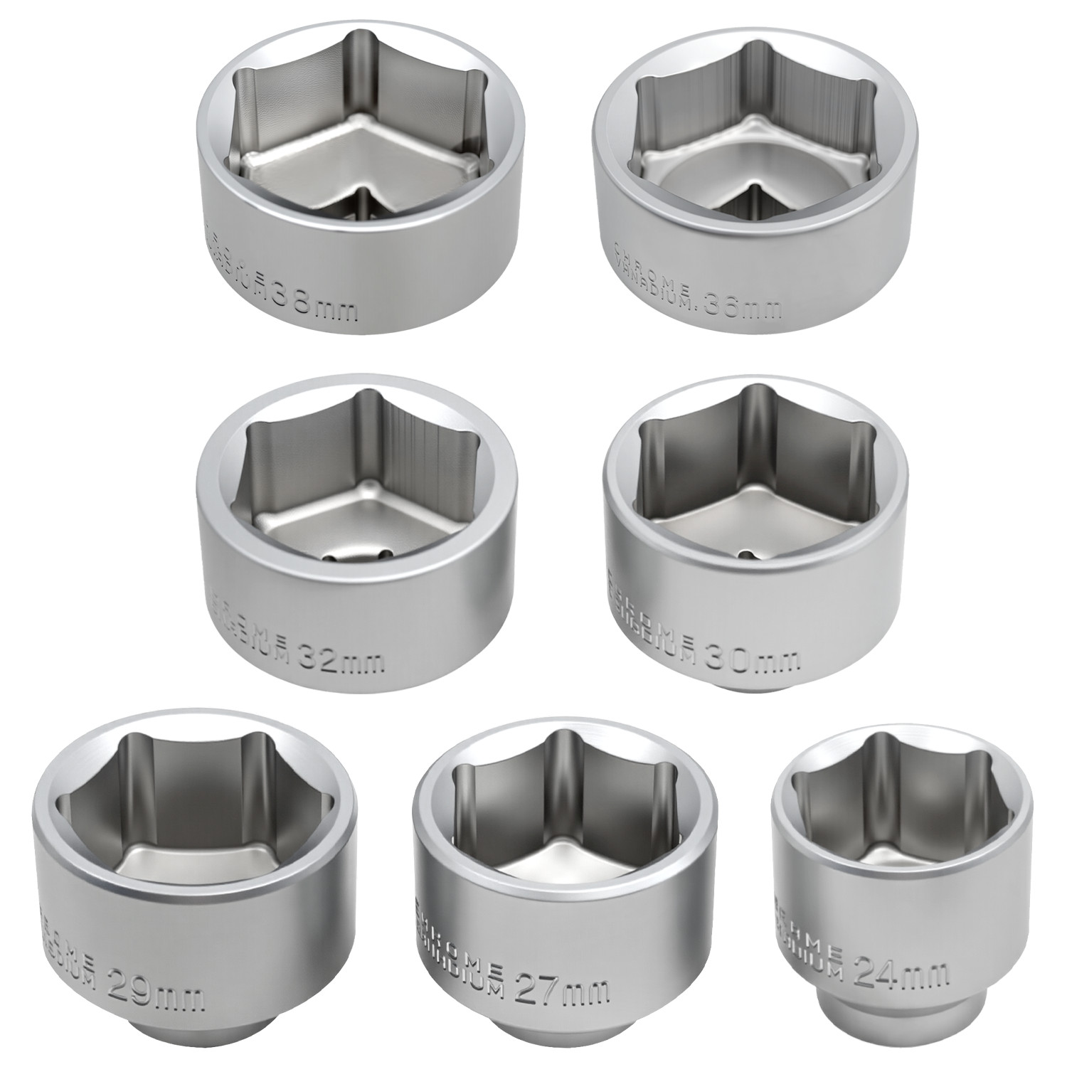 ZKTOOL 7PC 3/8″ Drive 6-Point Cap Type Oil Filter Removal Socket Set 24mm – 38mm