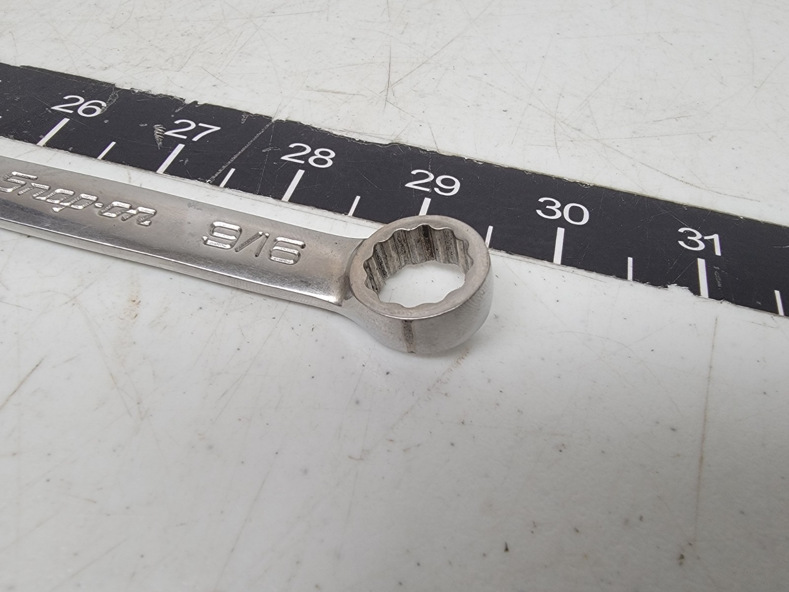 Snap-on Tools USA 9/16″ SAE 12pt SHORT Chrome Combination Wrench OEX180B
