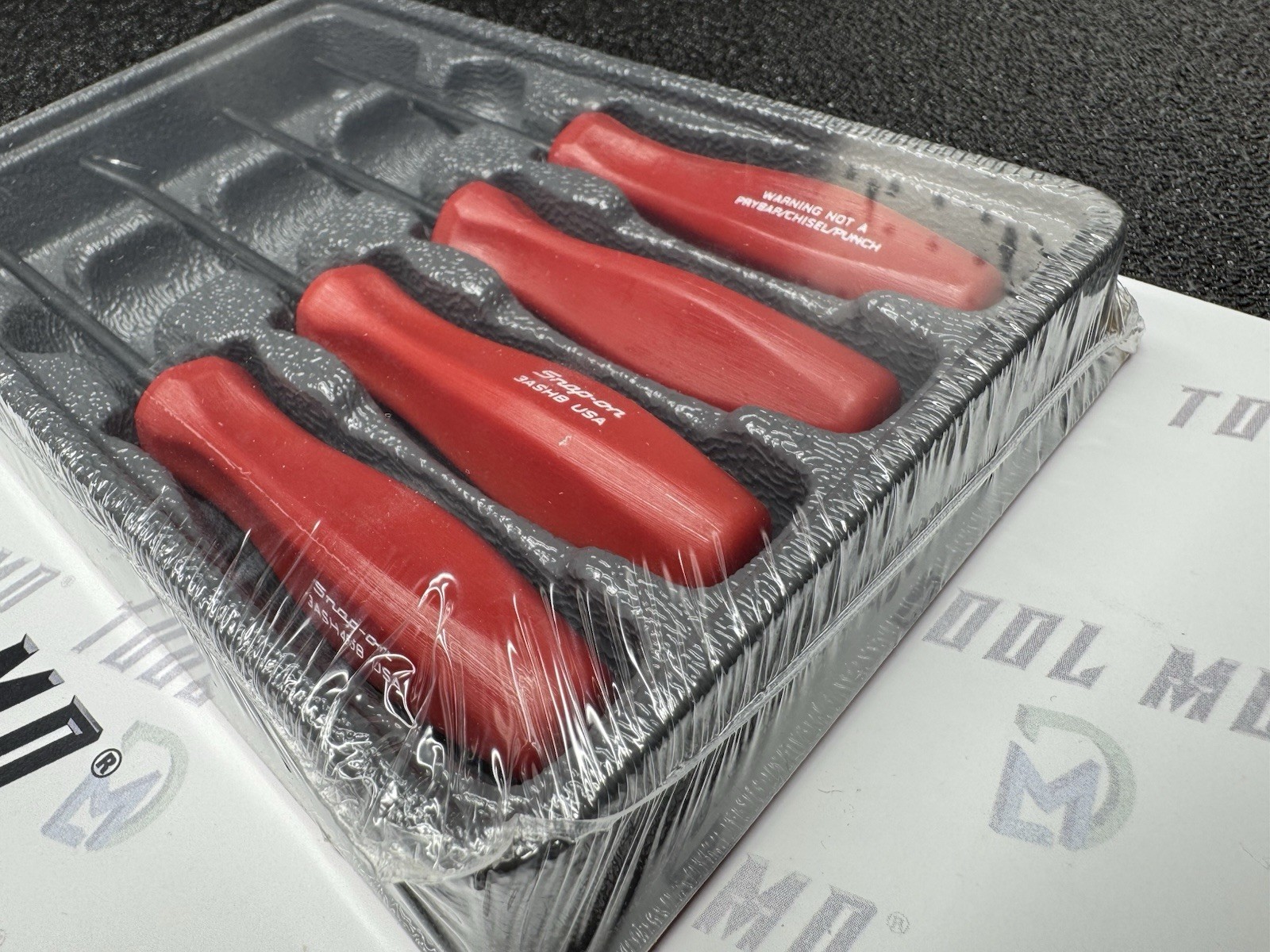 Snap-on Tools USA NEW 4-Piece RED Mini Hard Handle Awl Hook Pick Set ASA204B