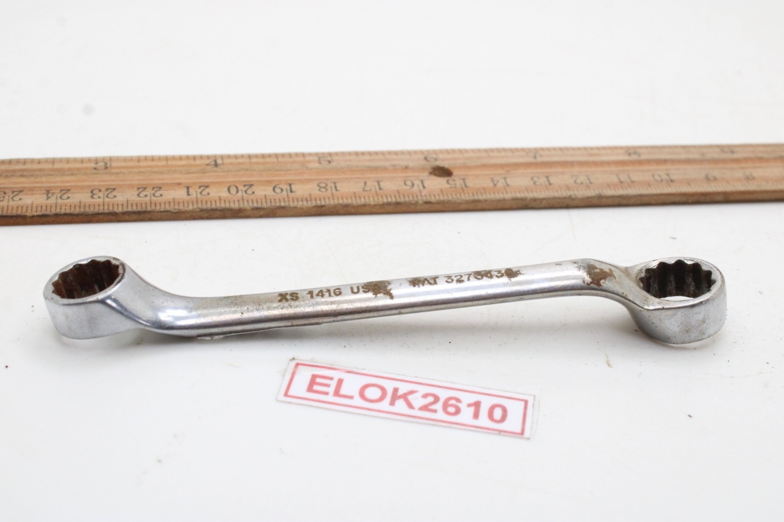 Snap-on XS 1416 7/16″ x 1/2″ 12 Point Short SAE Chrome Offset Box Wrench 5″ USA