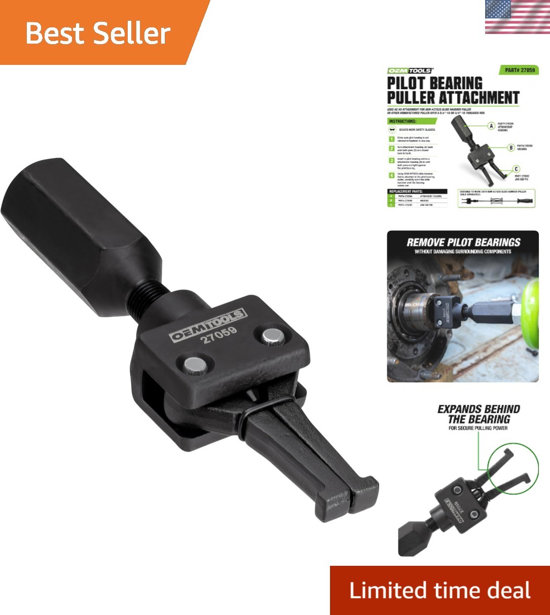 Precision 2-Jaw Pilot Bearing Puller Attachment for Slide Hammer, Fits 5/8 & 3/4