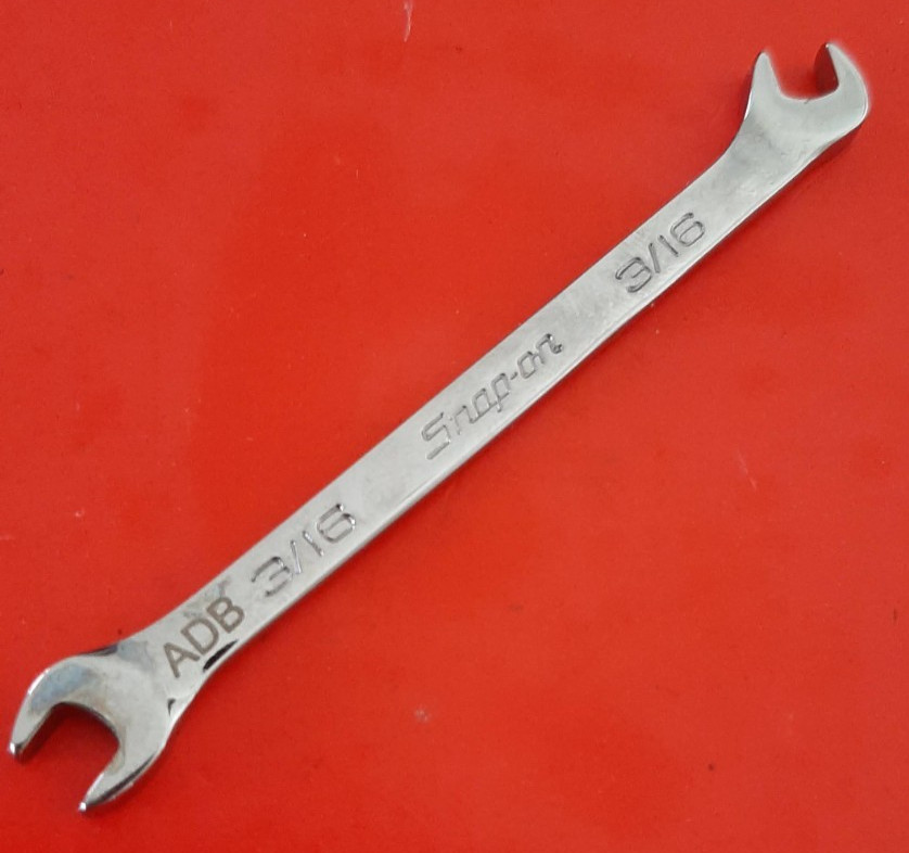 Snap-on Tools 3/16″ 15°/60° Offset Open-End Ignition Wrench DS1212A ENGRAVED 325