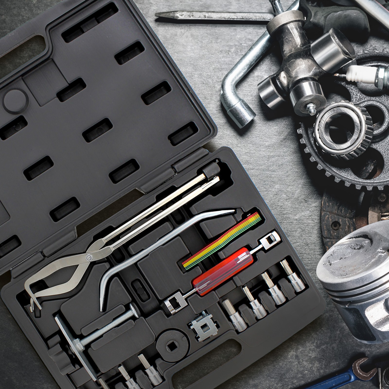 ABN | Brake Tools 15-Piece Brake Kit with Brake Caliper Tool Brake Drum Puller