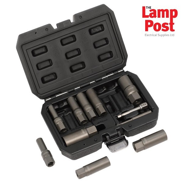 Draper 28197 Spiral Type Deep Bolt Extractor Set, 3/8″ Square Drive – 11 Piece