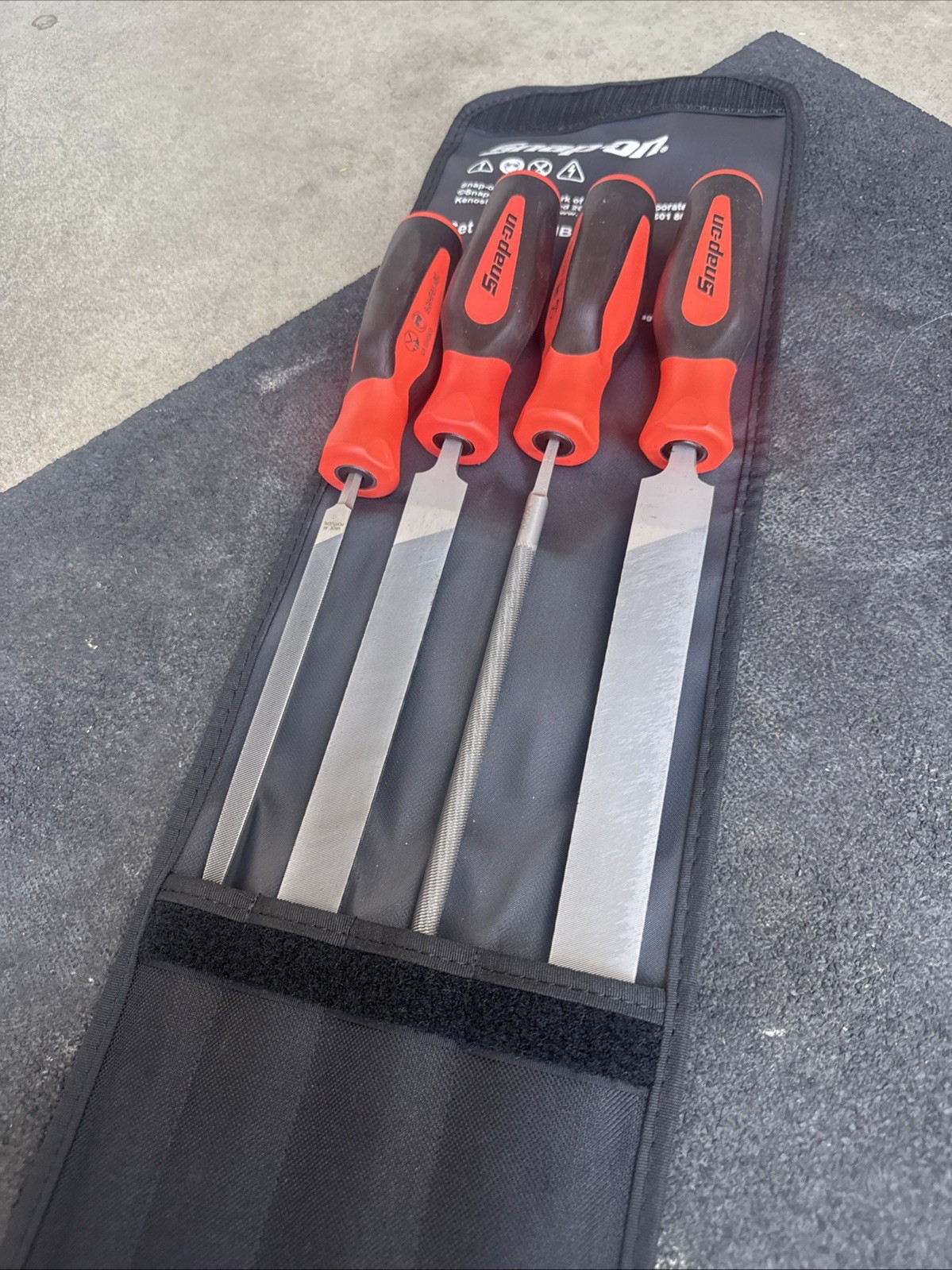 For Snap-on Tools NEW Orange 4pc Instinct Soft Grip Mixed File Set SGHBF500AO