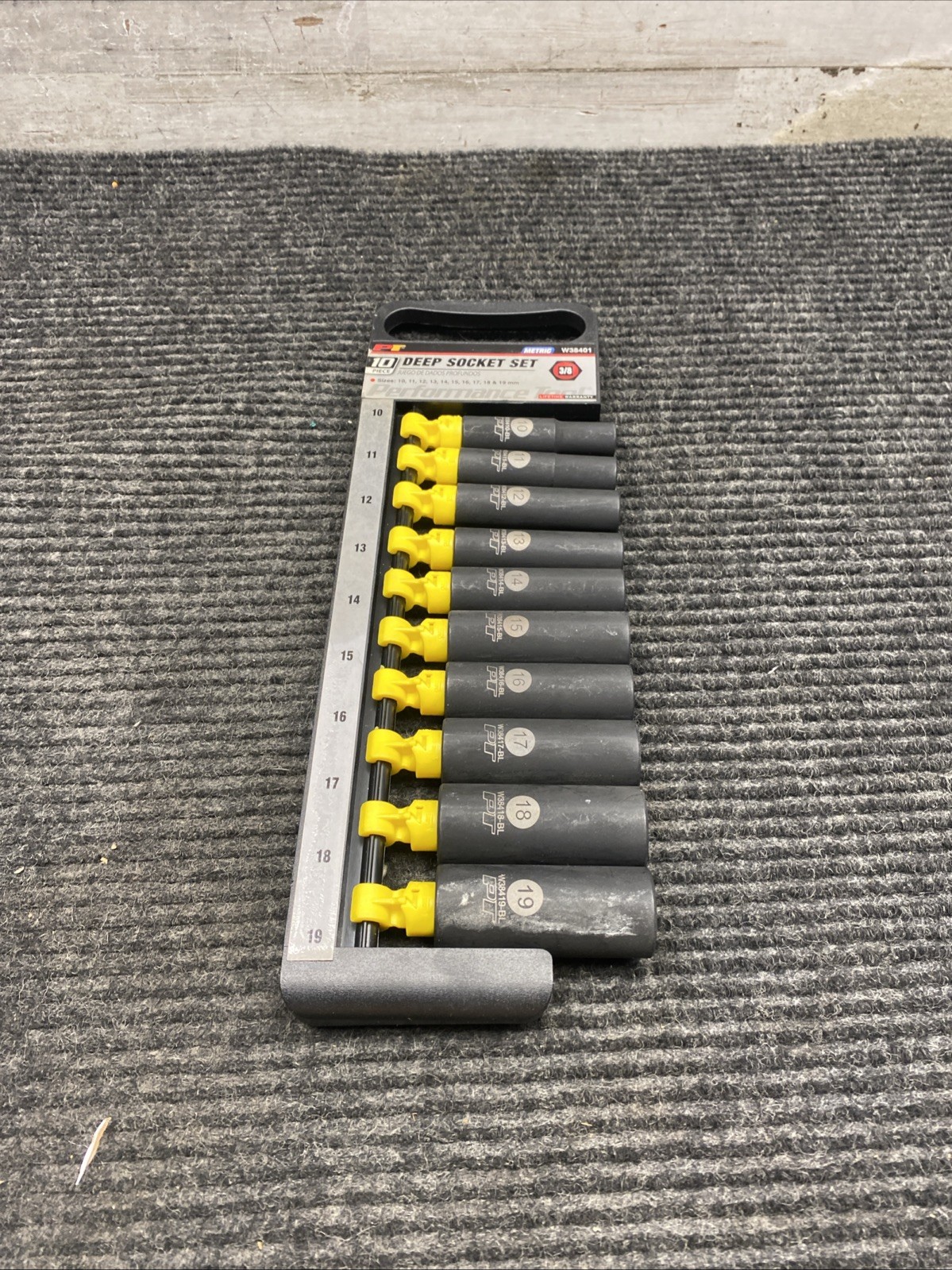 Performance Tool W38401 10 Piece 3/8 Inch Drive MET Black Skt Set