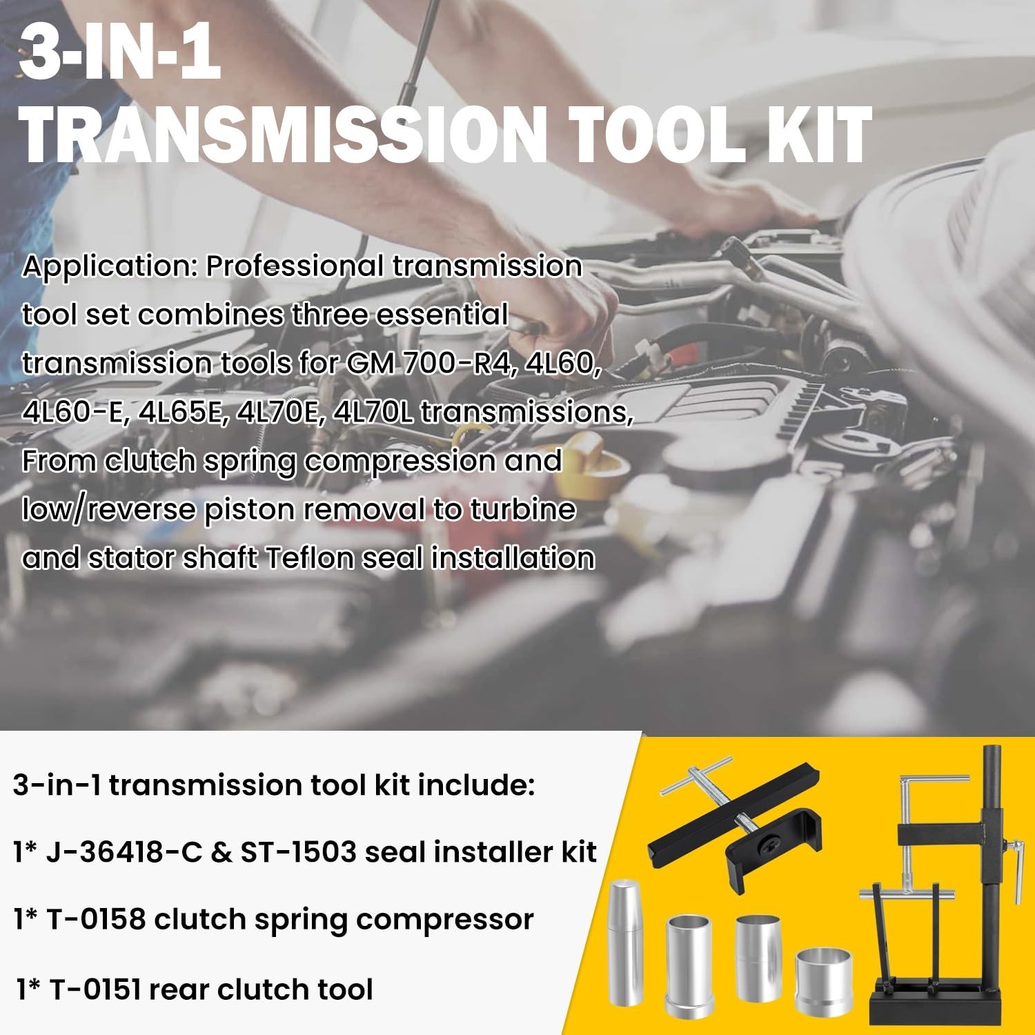 Universal Clutch Drum Spring Compressor & Teflon Seal Installer Kit for GM Trans