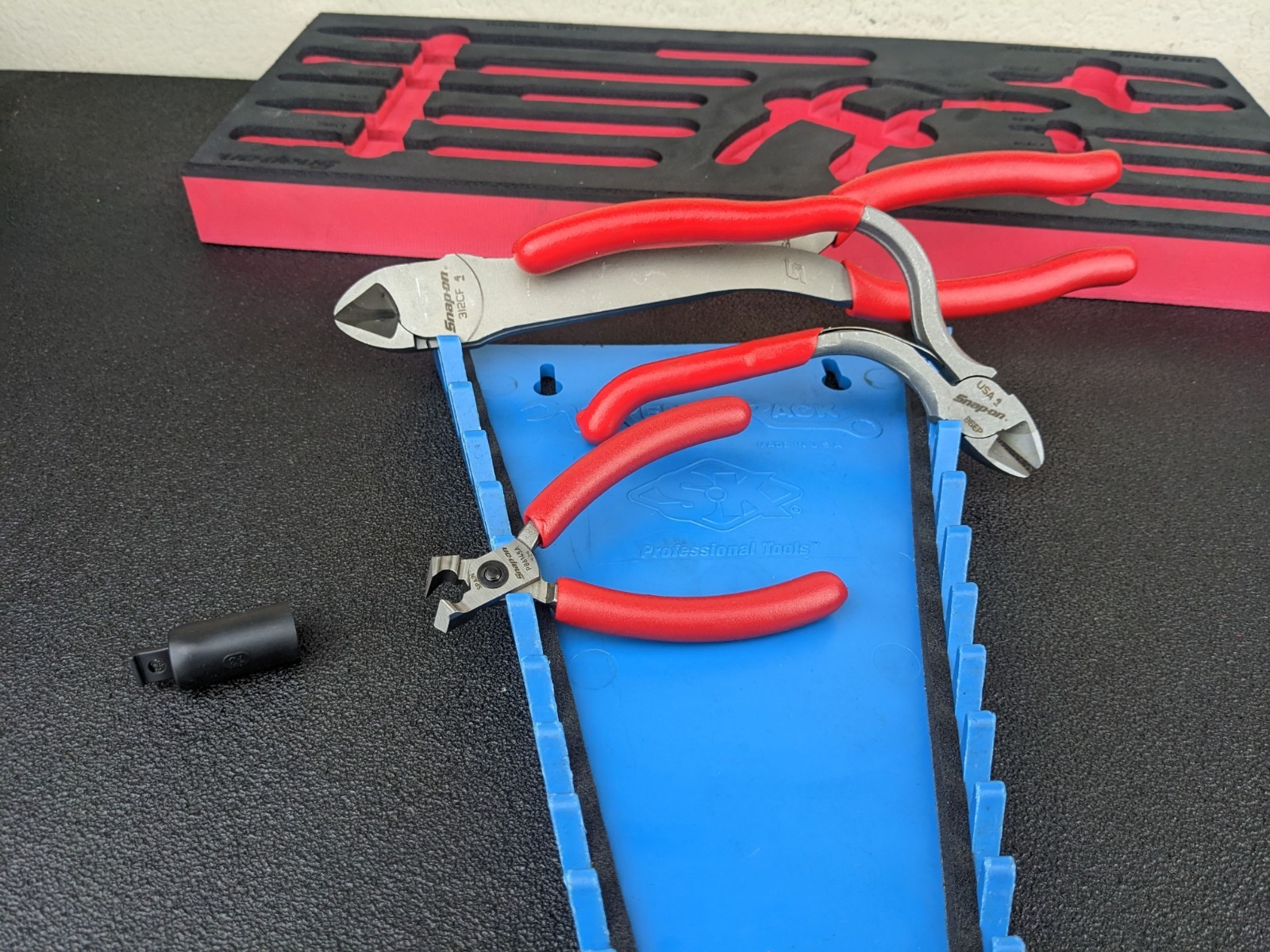 #bp051 Snap-on USA NEW RED 10-Piece Diagonal Cutter Pliers Foam Set PLDC1000FR