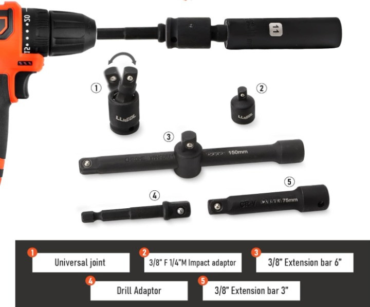 Juego Dados Impacto 3/8″ 95 Pzs Métrico SAE 8-22mm 5/16-3/4 Ratchet 72T, Nuevo