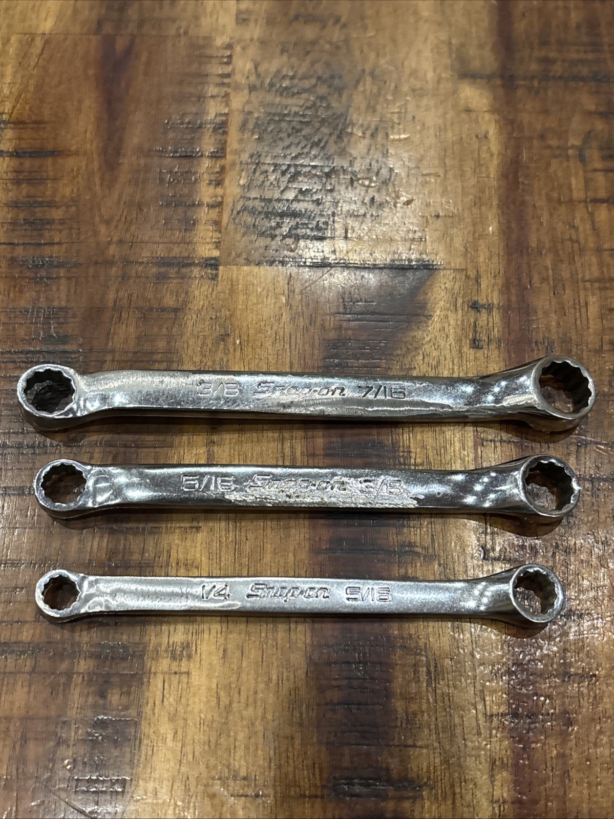 Snap-On Double Box End Wrenches 5/16 X 3/8, 7/16 X 3/8, 5/16 X 1/4 12pt SAE USA