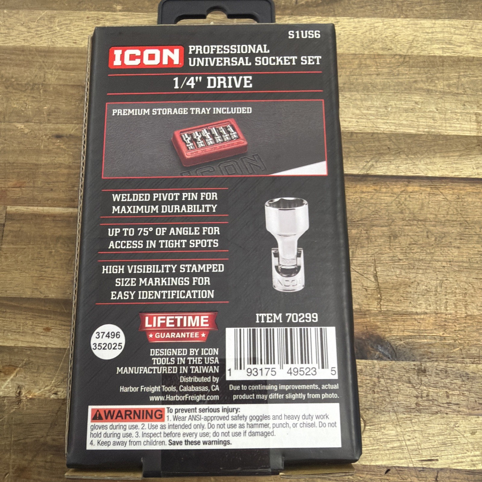 ICON S1US6 PROFESSIONAL UNIVERSAL SOCKET SET SAE 1/4″ DRIVE