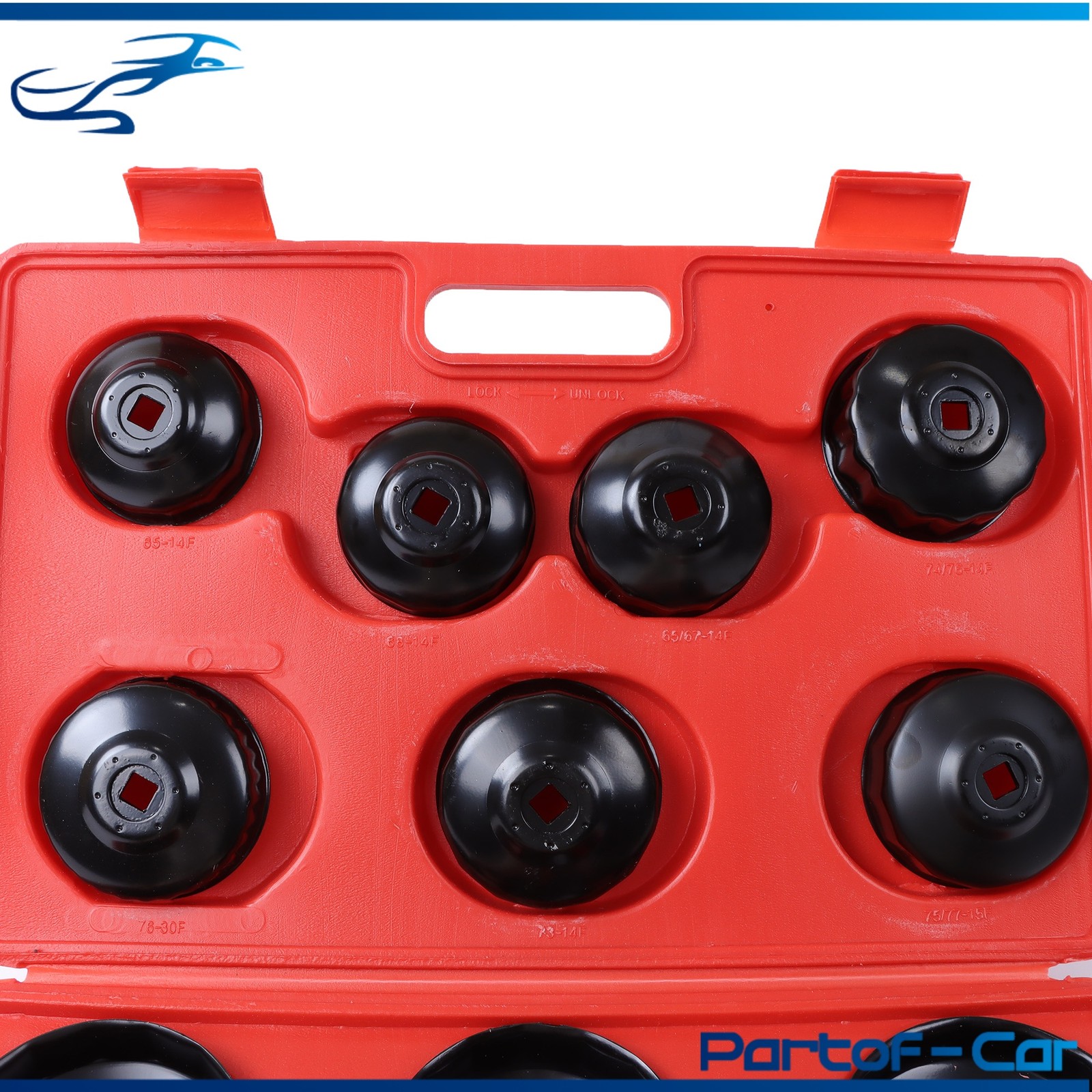 15Pcs Cup Type Oil Filter Cap Wrench Socket Removal Tool Set W/case