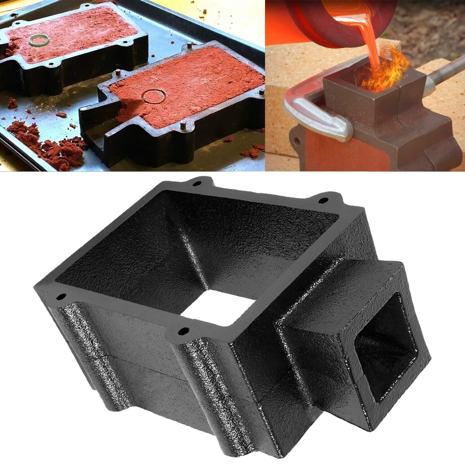 2-Pieces Black Flask Mold Holder for Sand Casting Metal, Jewelry & Casting Tools