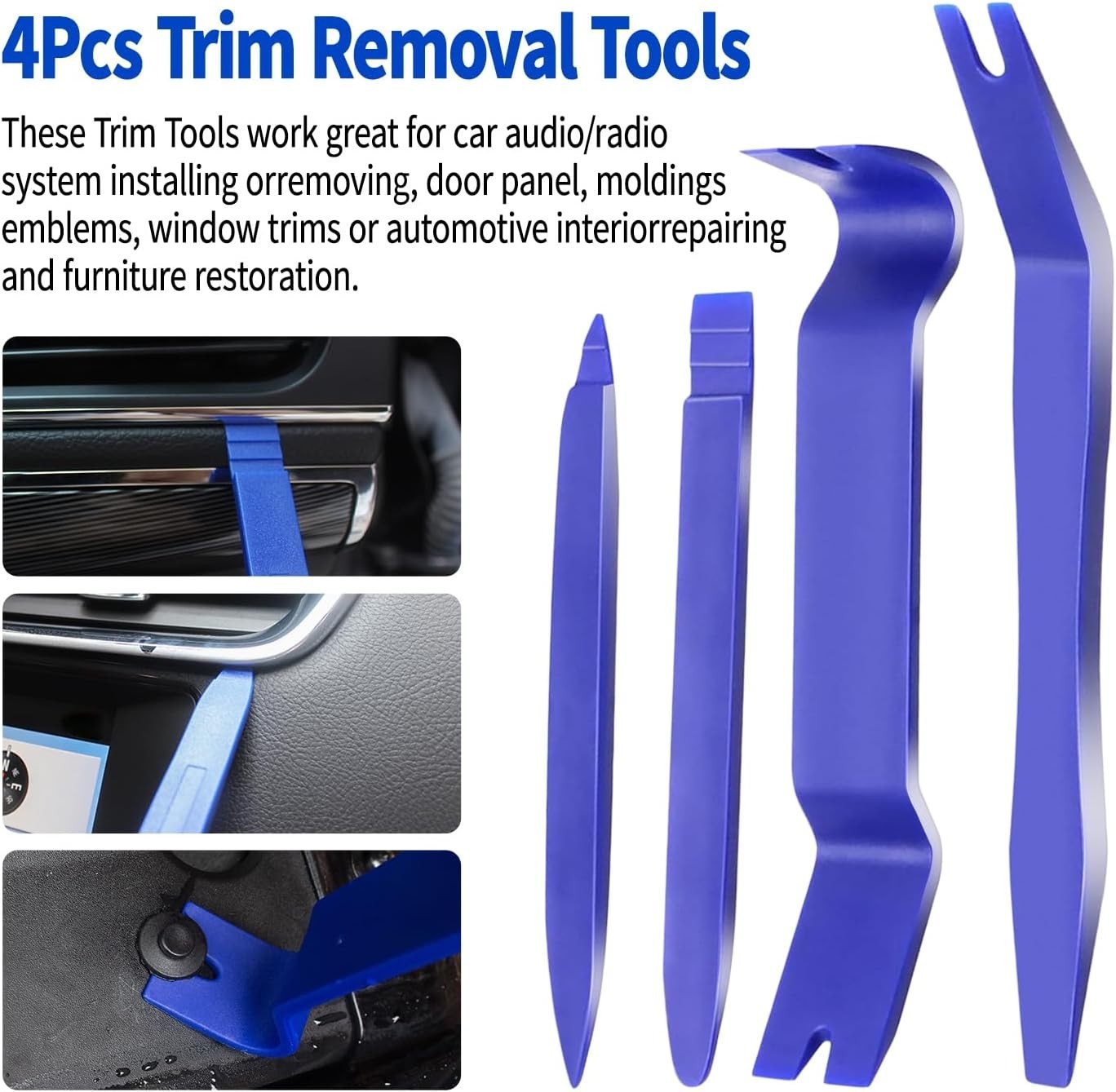 8PCS Auto Trim Removal Tool Kit,4140 Pry Tool Metal Pry Bar,Door Panel Removal