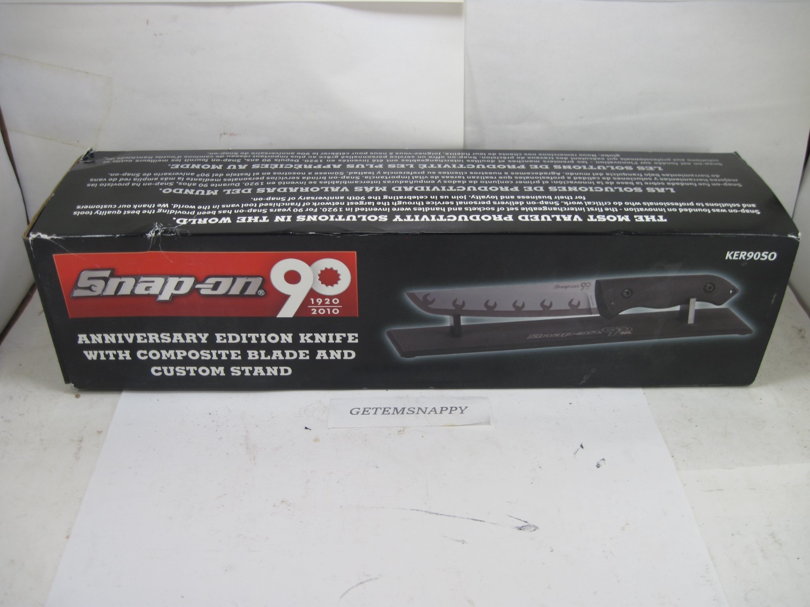 Snap On 90th Anniversary Limited Edition Composite Blade Knife W/Stand NEW