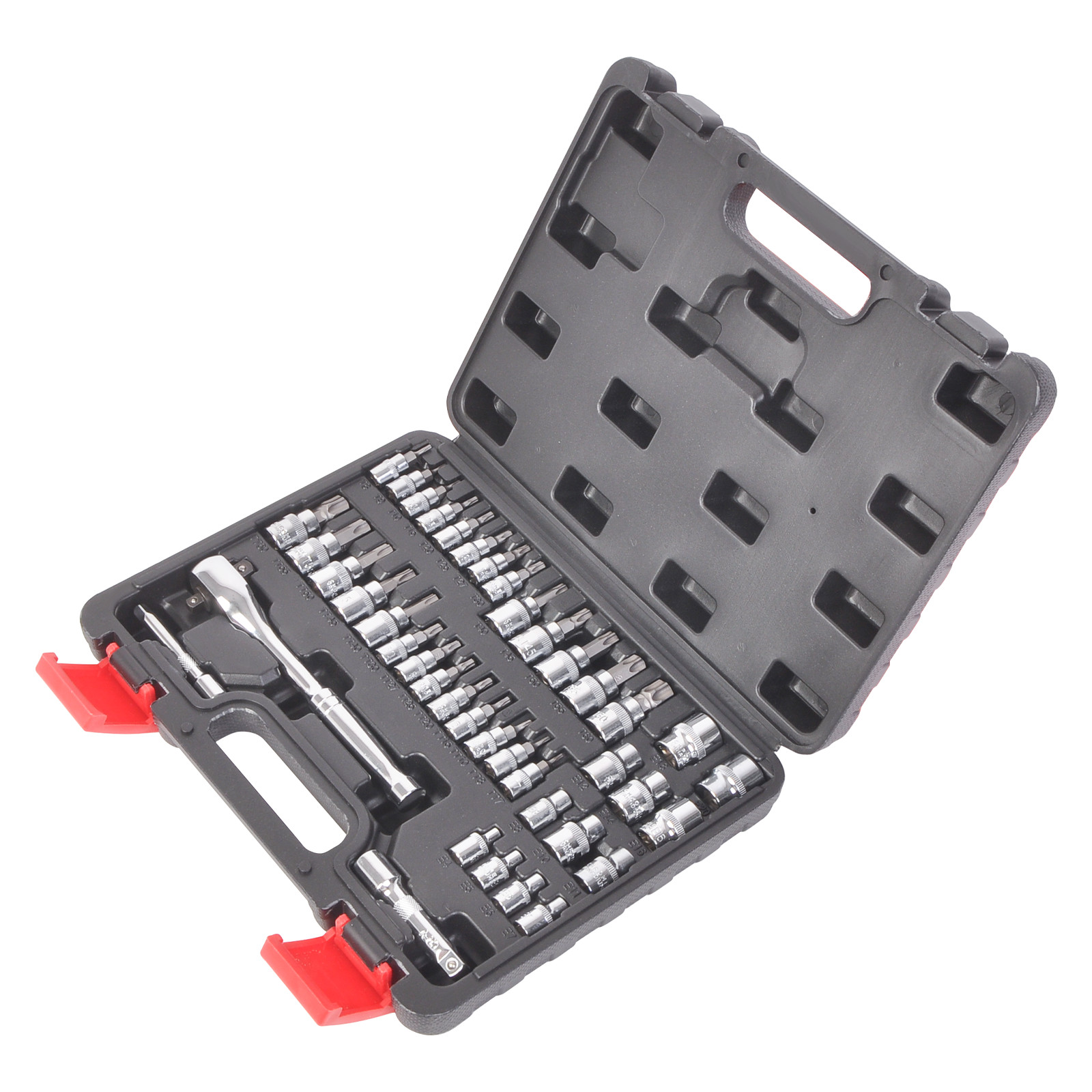 42PC SAE And Metric 1/4 &3/8 Inches Drive Ratchet Wrench Set Torx/Hex Bit Socket