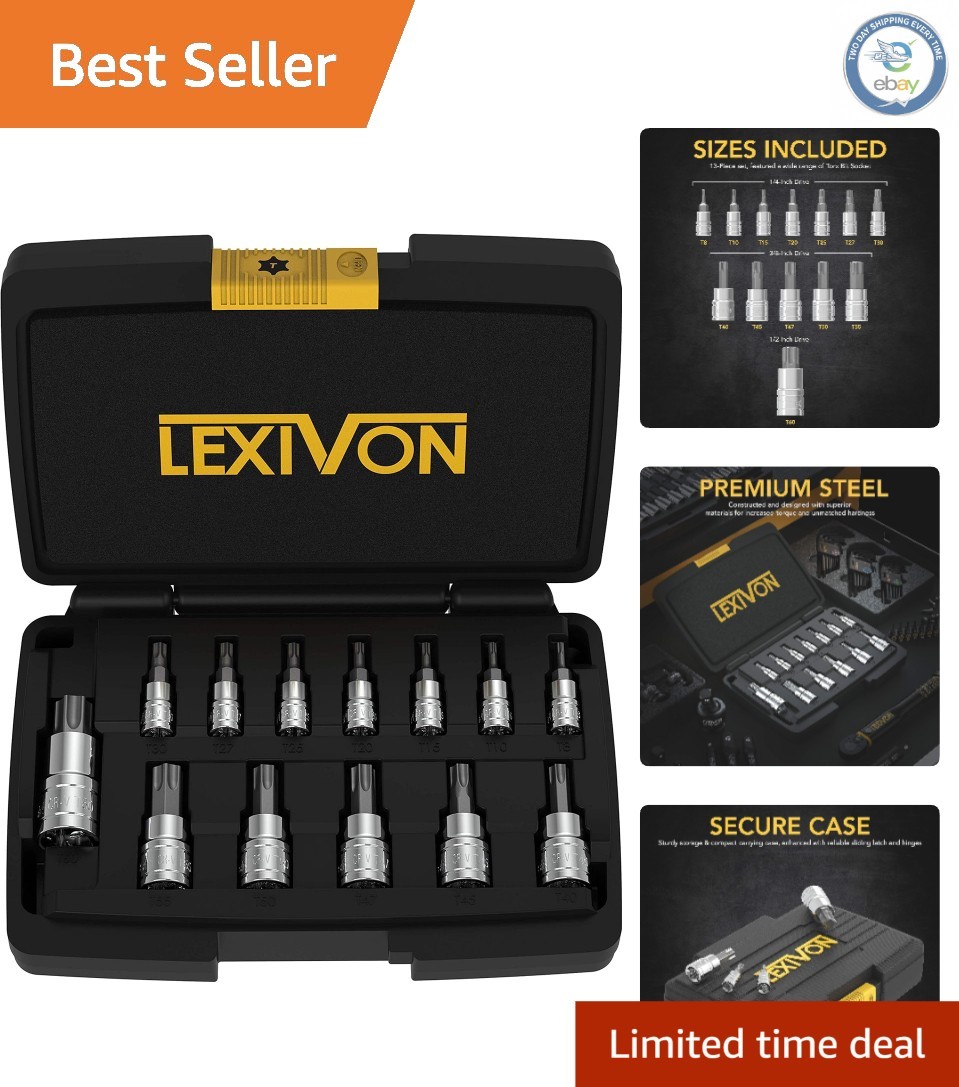 Enhanced Torx Bit Socket Set T8-T60 – 13 Piece S2 Steel with Lifetime