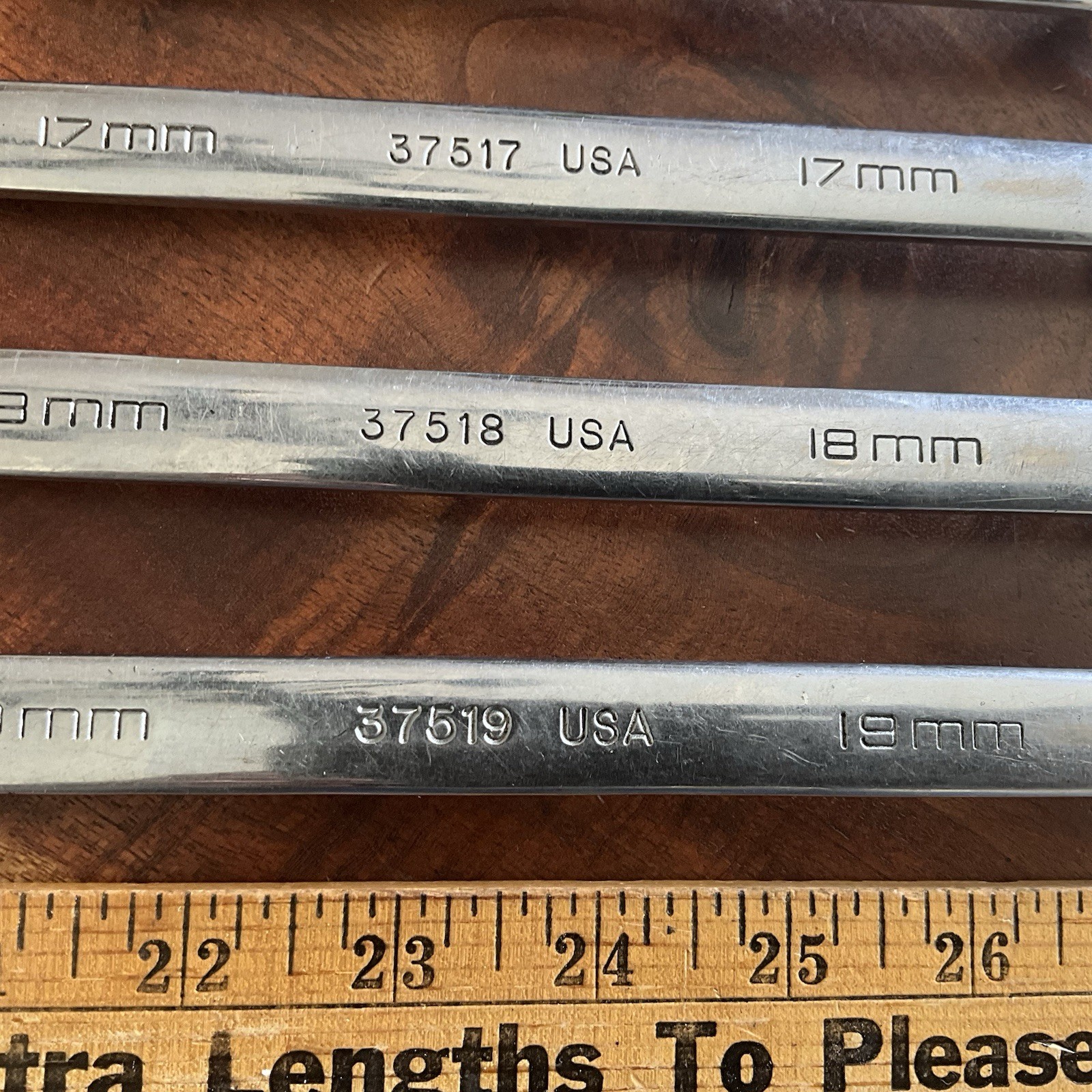 Vintage Husky Polished Chrome Combination Wrench Set Metric 19mm – 10mm USA