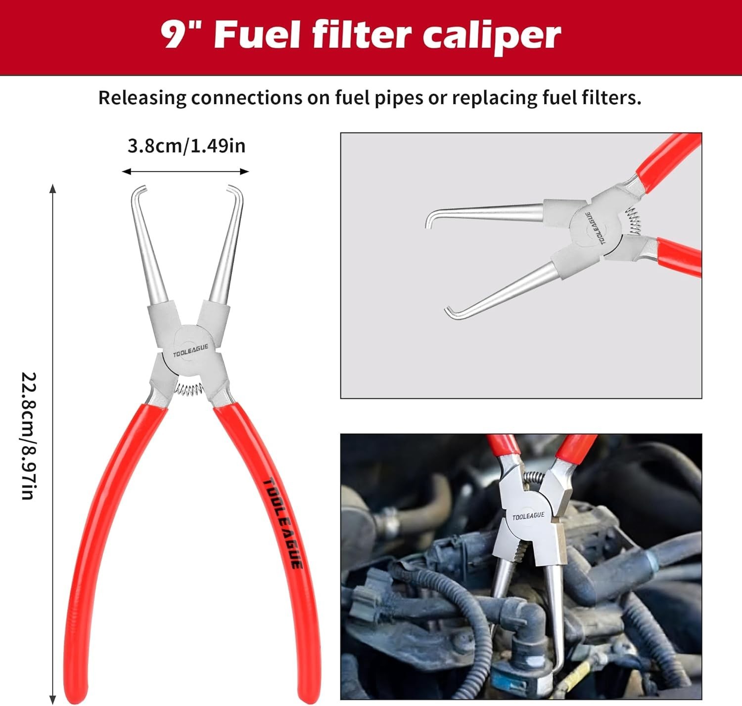 9Pcs Gripped Fuel Line Disconnect Pliers Set – Durable Cr-V Steel with Case