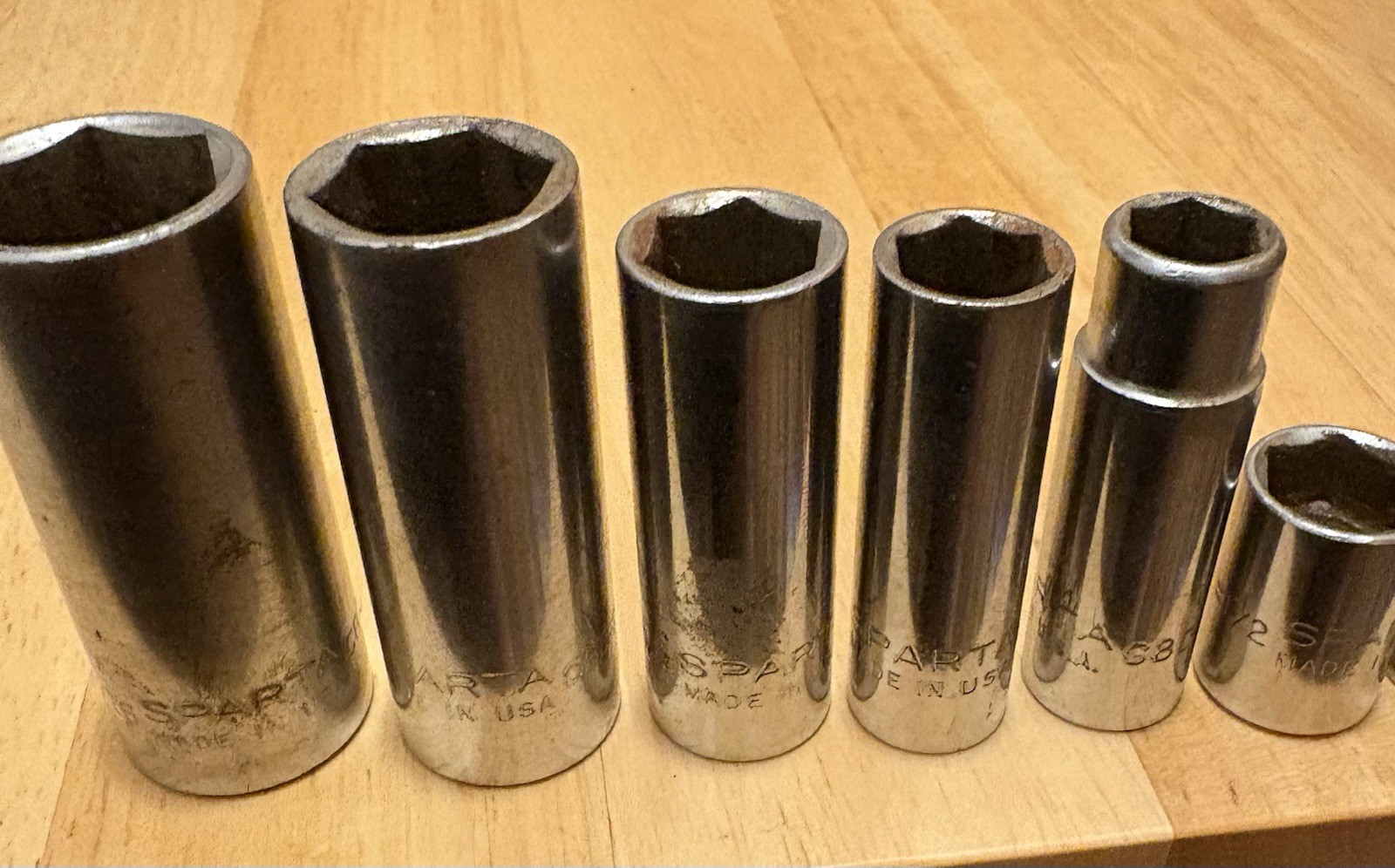 Lot of 8 Vintage Sparta USA SAE 3/8” Drive Deep 6 Point Socket Mixed