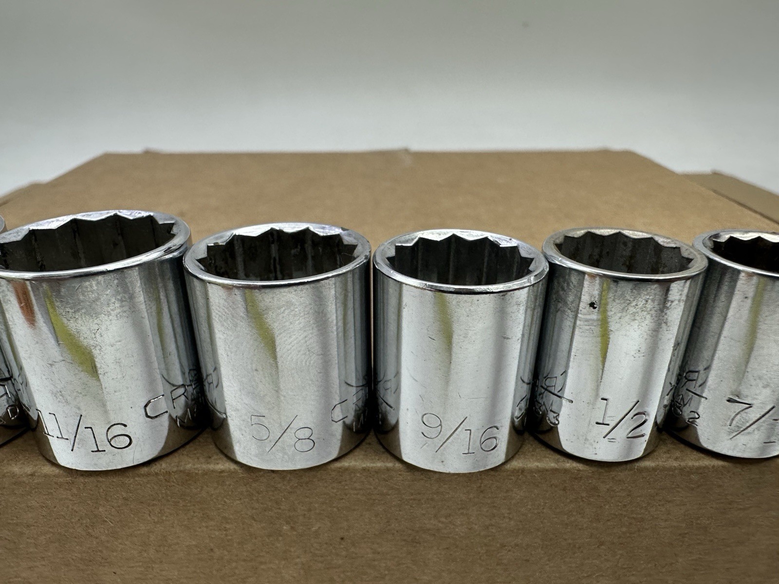 Craftsman USA 3/8 Drive SAE Socket Set 3/8-13/16 8pc 12PT G Vintage Very Good