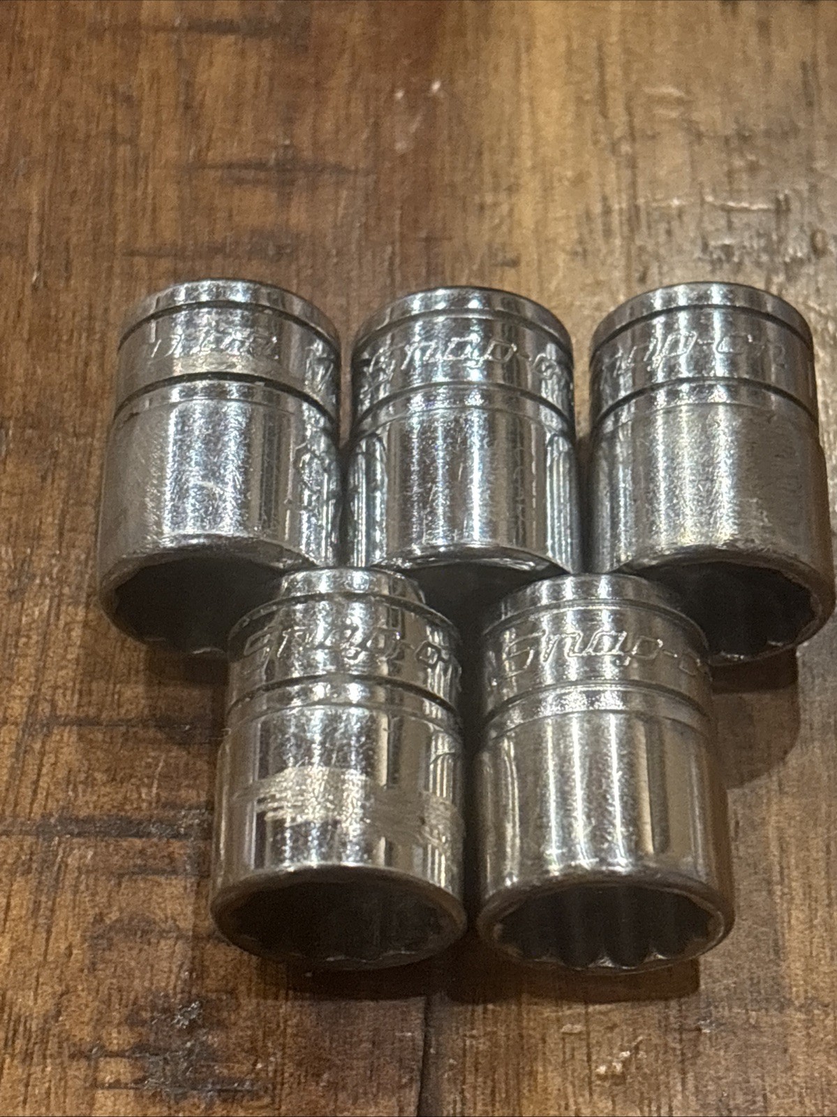 Snap-On Tools 1/2” Shallow Sockets 5pc 3/8” Drive 12 point F161 USA SAE