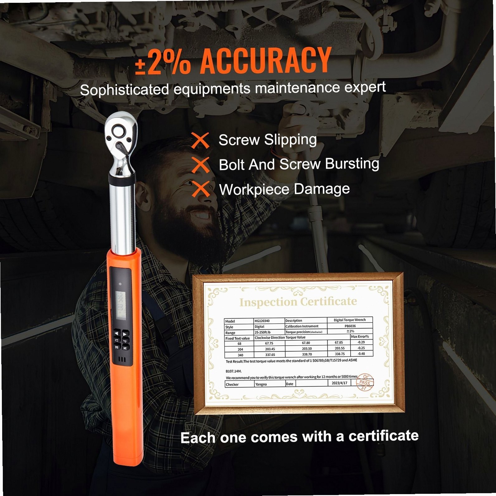 High-Accuracy 3/8″ Digital Torque Wrench ±2% Calibration 3 Modes