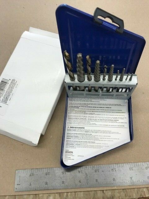 IRWIN HANSON #11119 SCREW EXTRACTOR SET WITH LEFT HAND COBALT DRILLS – NEW