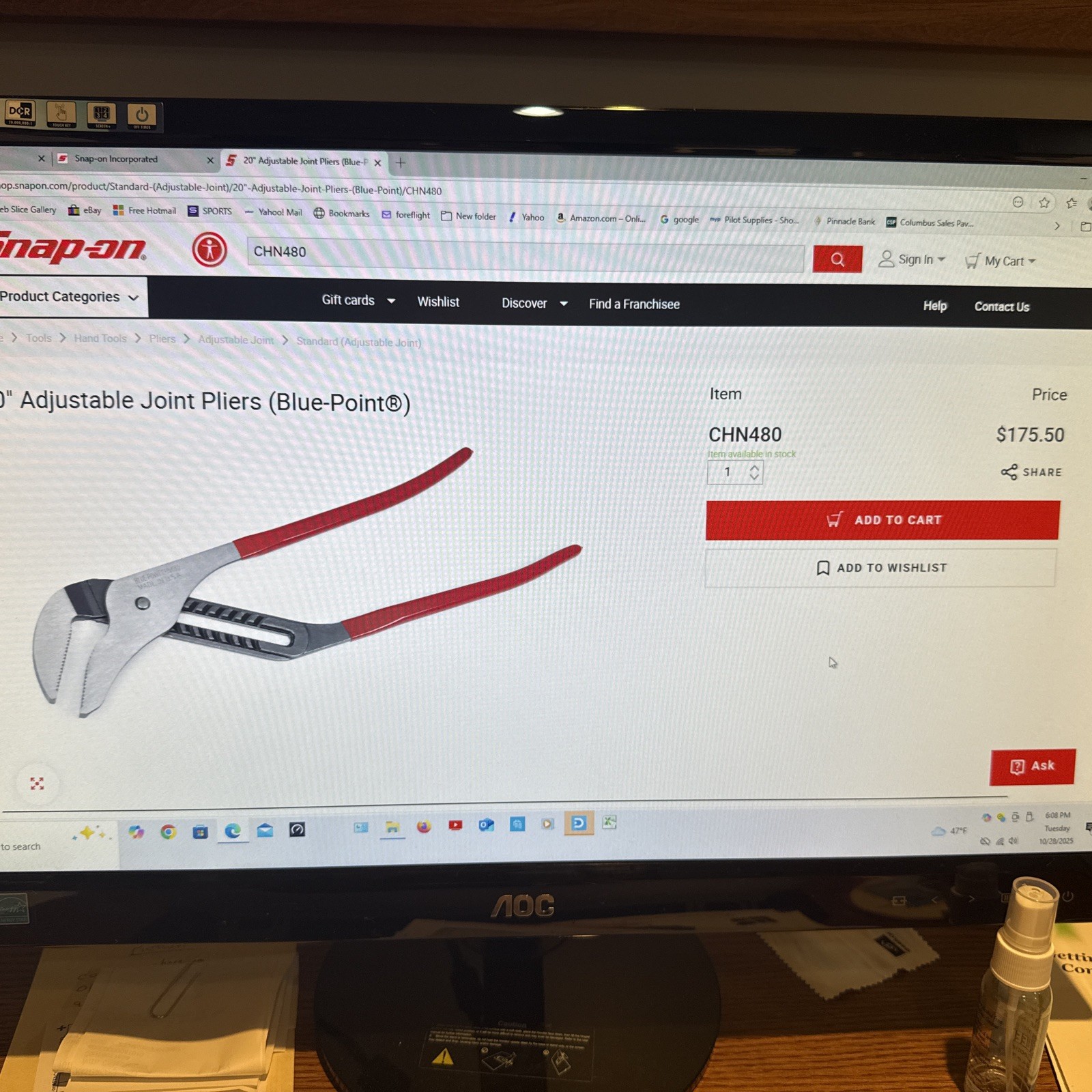 20in Adjustable Joint Pliers (Blue Point)
