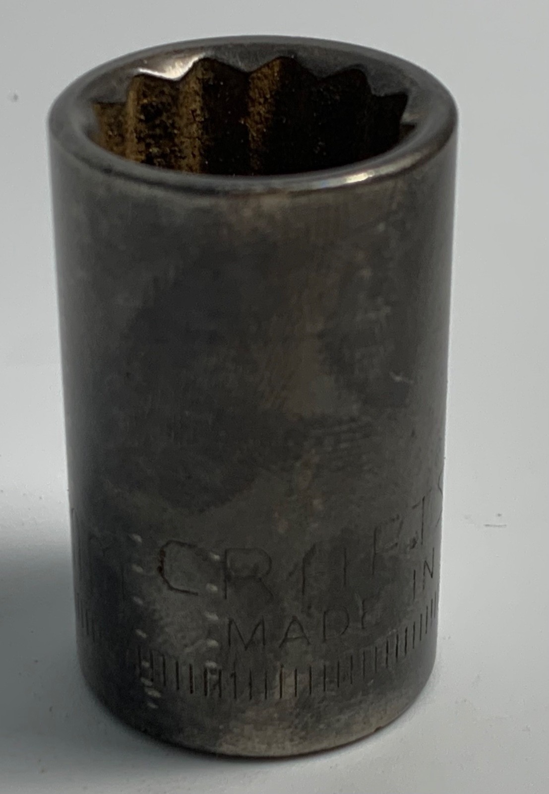 Craftsman 15mm 12 Pt 1/2″ Drive Shallow Socket USA Inverted G1 44236 Vintage