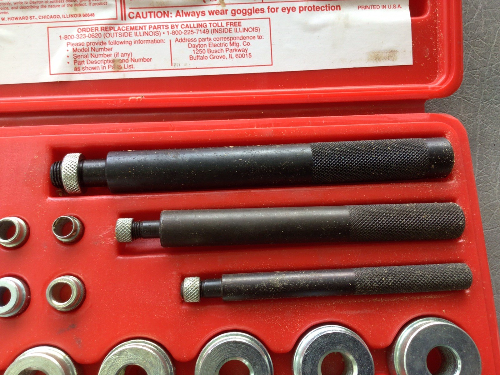 Dayton 4X083A Bushing Removing & Inserting Set w/ Case