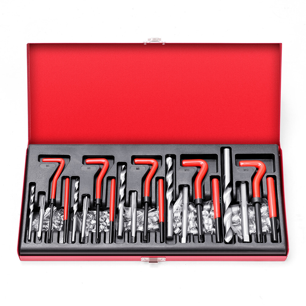 131Pcs Metric Thread Repair Insert Kit M5 M6 M8 M10 M12 Helicoil Pro Coil Tool