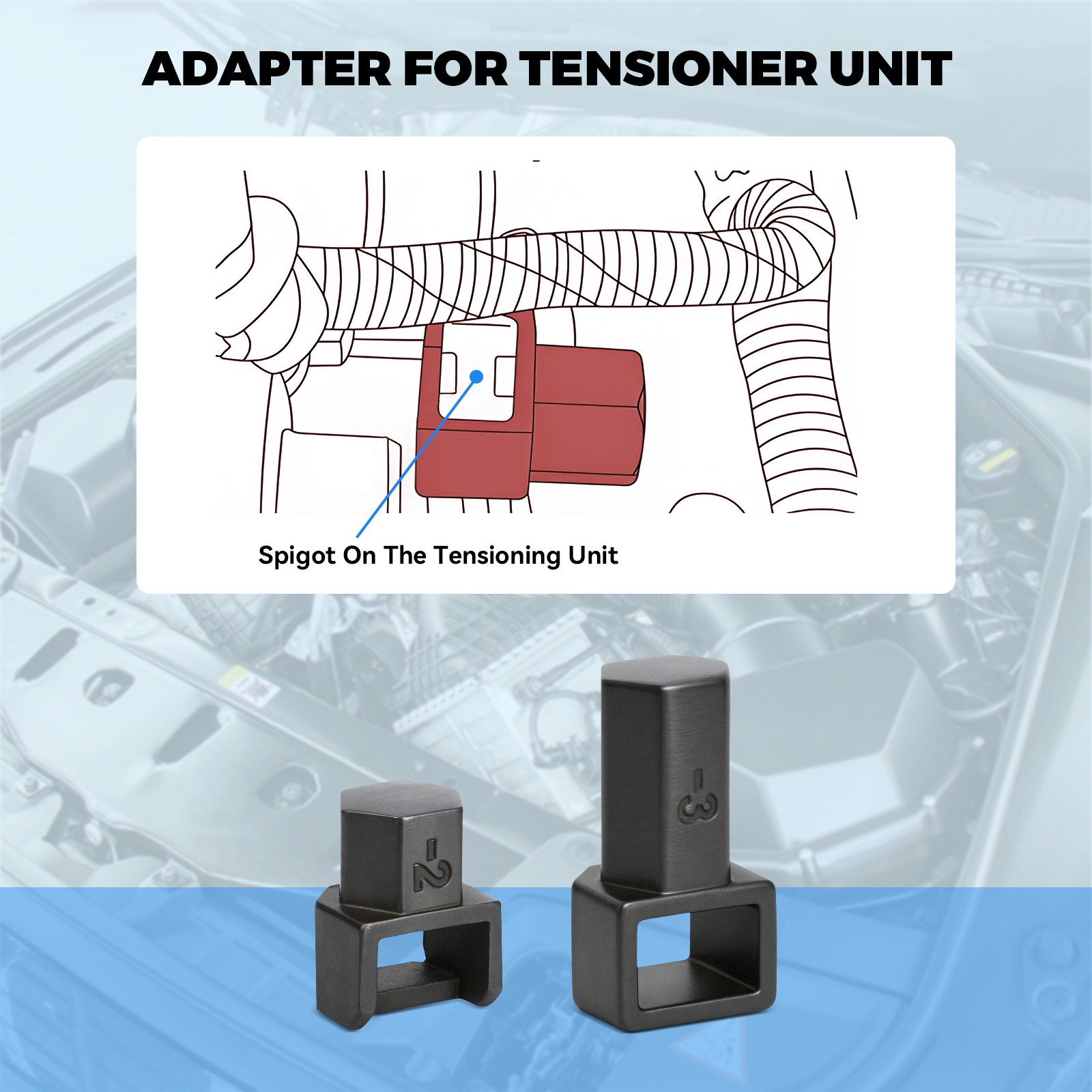 Auxiliary Belt Tensioning Tool Set W/ 12.5 MM Extension Bar Fit for Ford, Mazda
